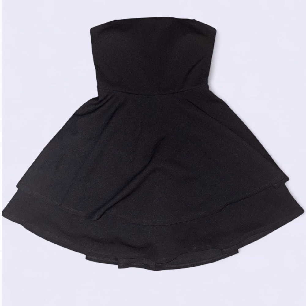 City Studio Black Strapless Fit & Flare Cocktail Dress w/ Padded Cups | Size 0
